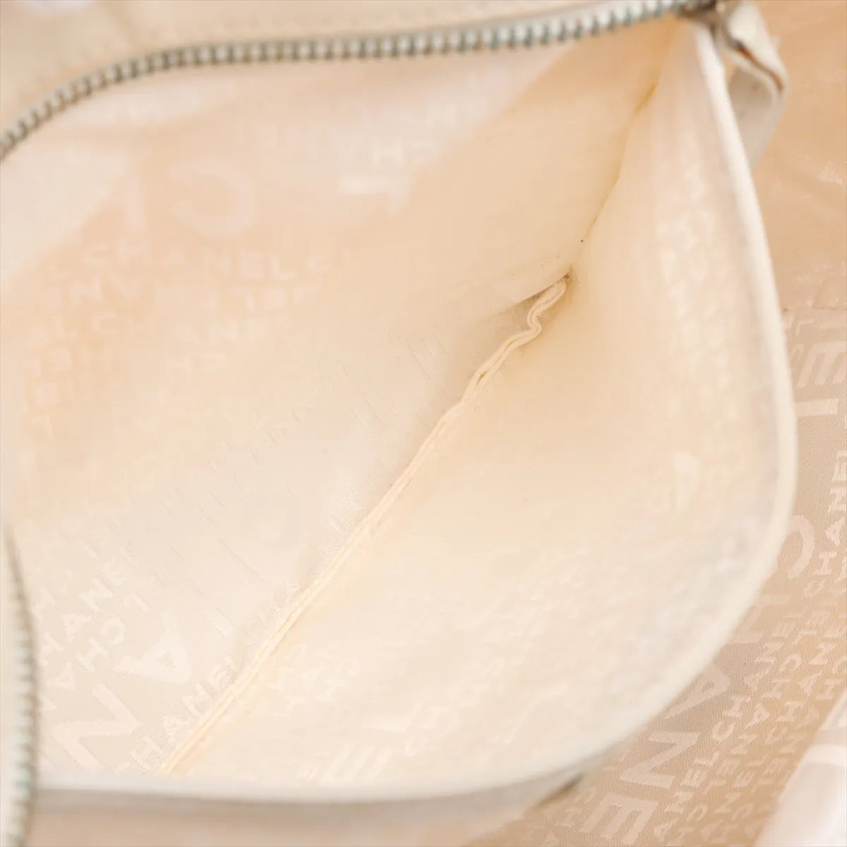Chanel CC Logo Canvas Leather Handbag White x Pink