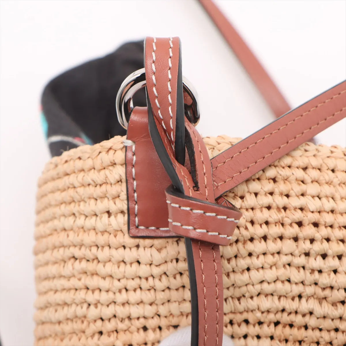 Loewe Pochette Raffia x Calfskin Shoulder Bag Beige