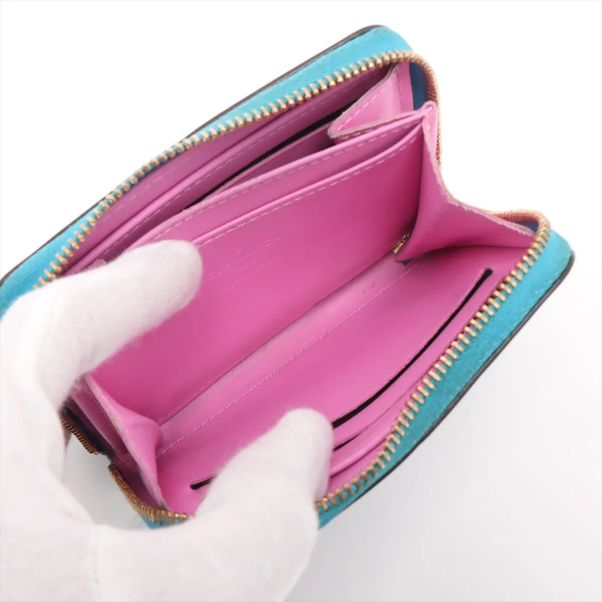 Louis Vuitton Vernis Zippy Coin Purse Baby Blue Neon