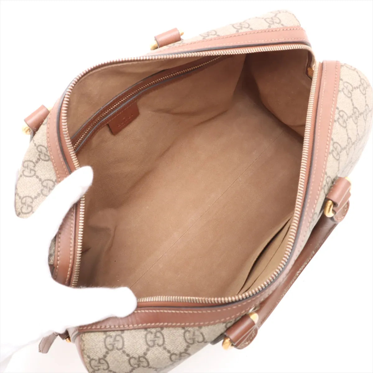 Gucci GG Supreme Two-Way Shoulder Bag Beige×Brown