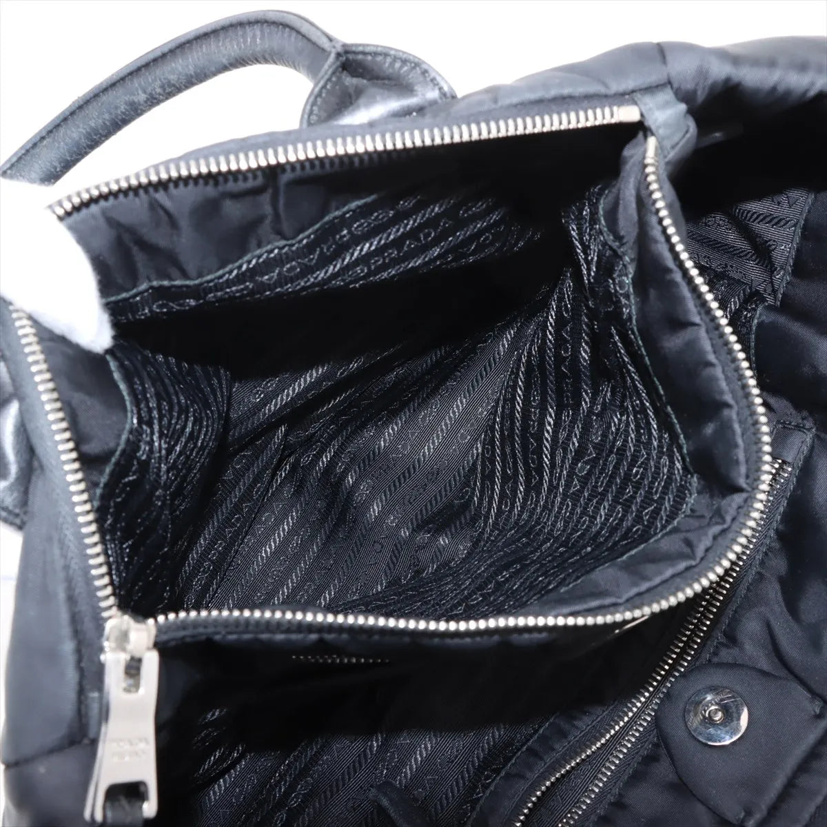 Prada Tessuto Bomber Nylon Leather Handbag Black