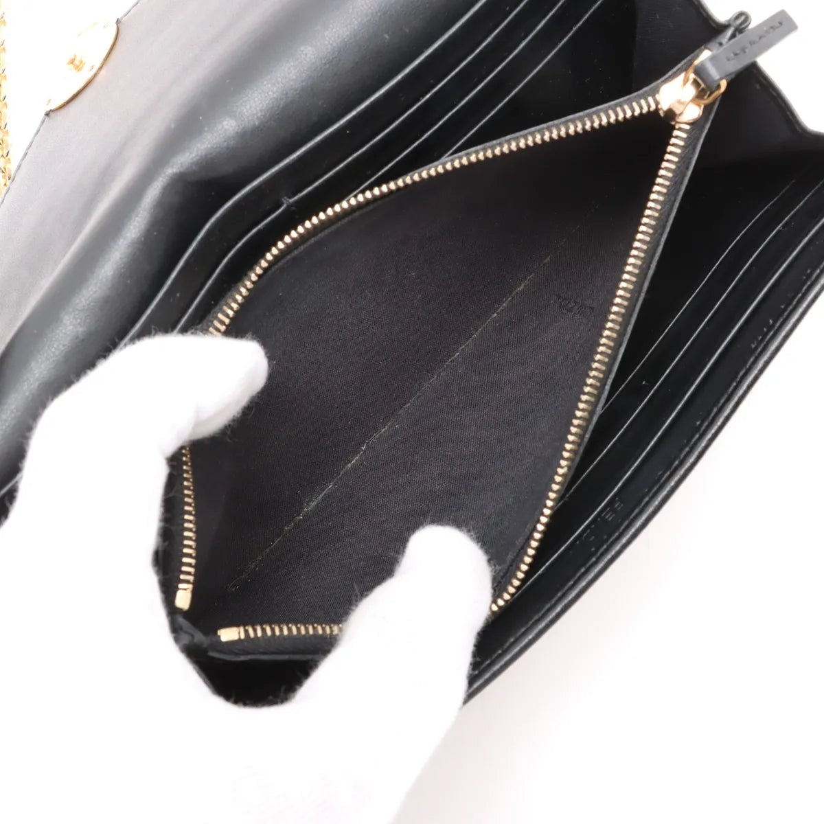 Fendi Leather Wallet on Chain Black