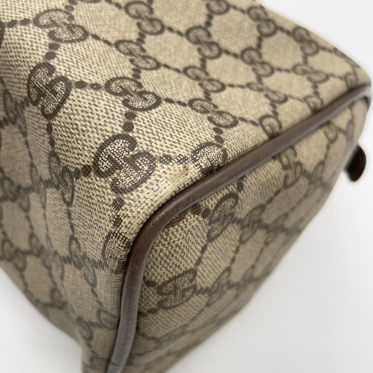 Gucci GG Supreme PVC Sherry Line Boston Bag Beige