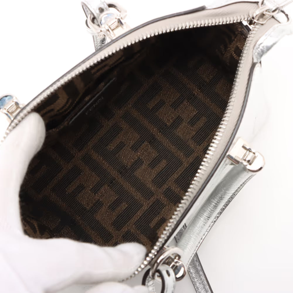 Fendi By The Way Mini Leather Two-Way Handbag Silver