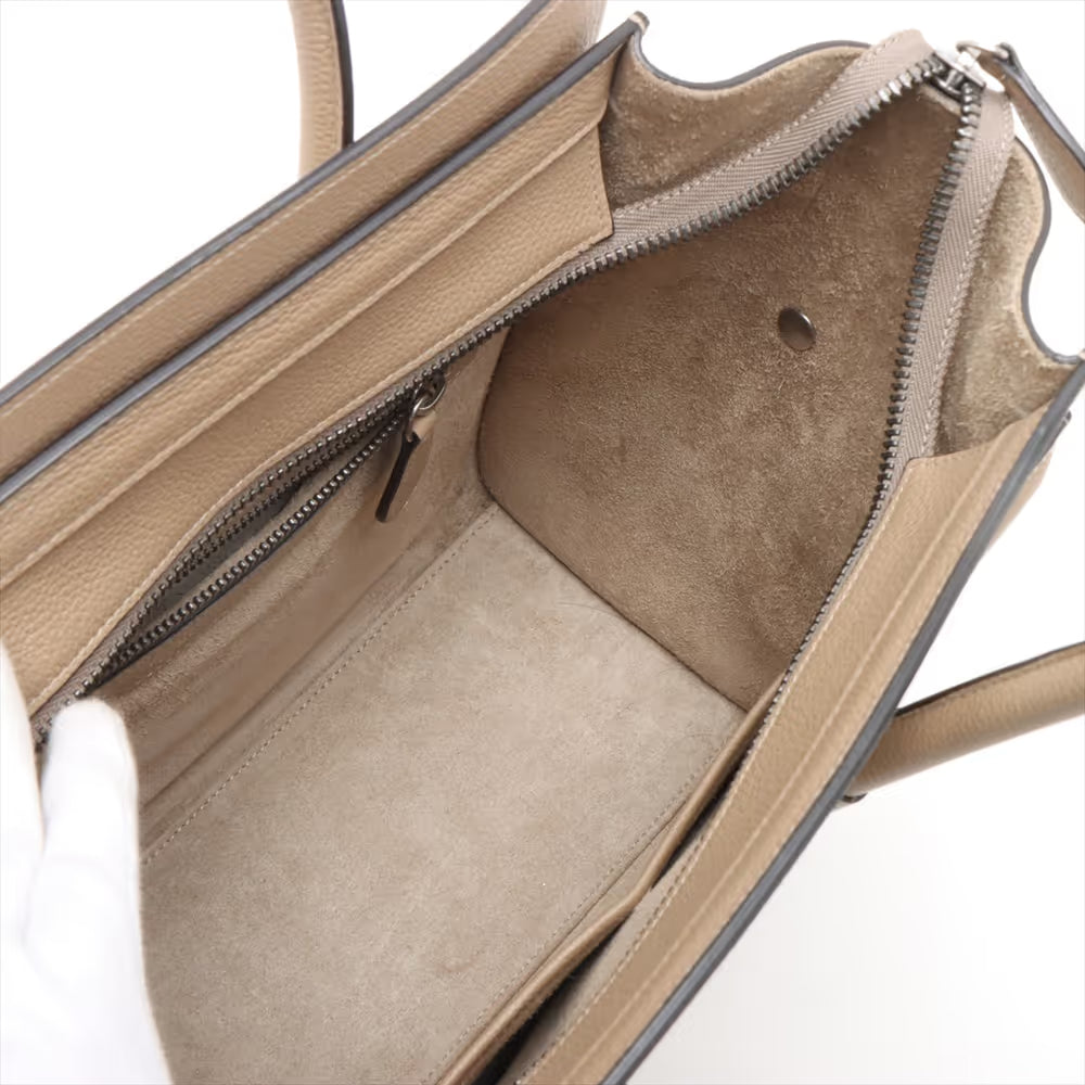 Celine Luggage Micro Shopper Leather Handbag Beige