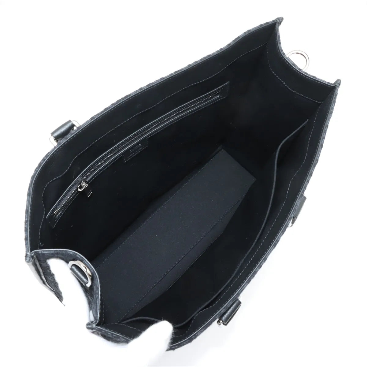 Christian Dior Oblique East West Canvas Leather Two-Way Handbag Black