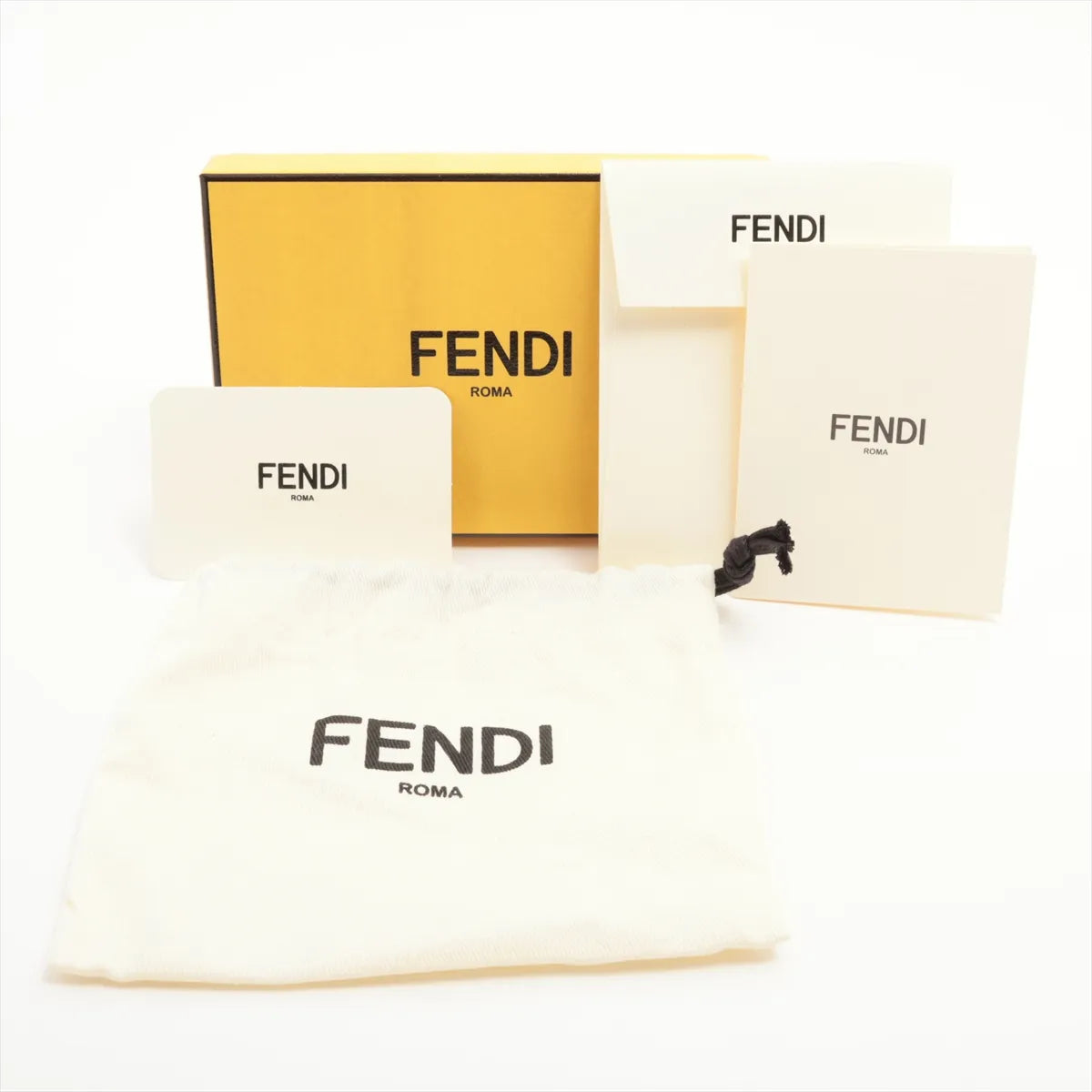 Fendi FF Logo Leather Compact Wallet Brown