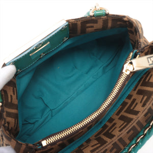 Designer Fendi Zucca Canvas Handbag Brown and Green