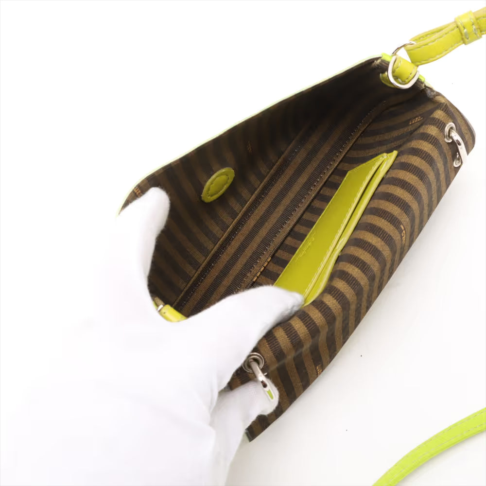 Fendi Baguette Satin Leather Two-Way Handbag Green