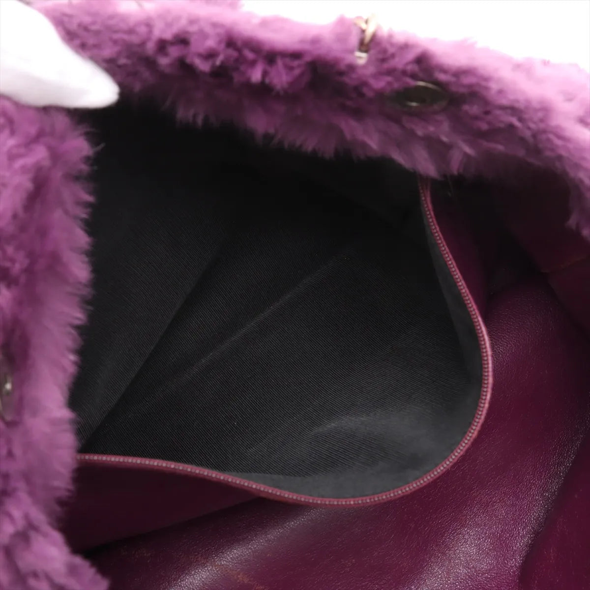 Chanel CC Logo Fur Chain Tote Bag Purple