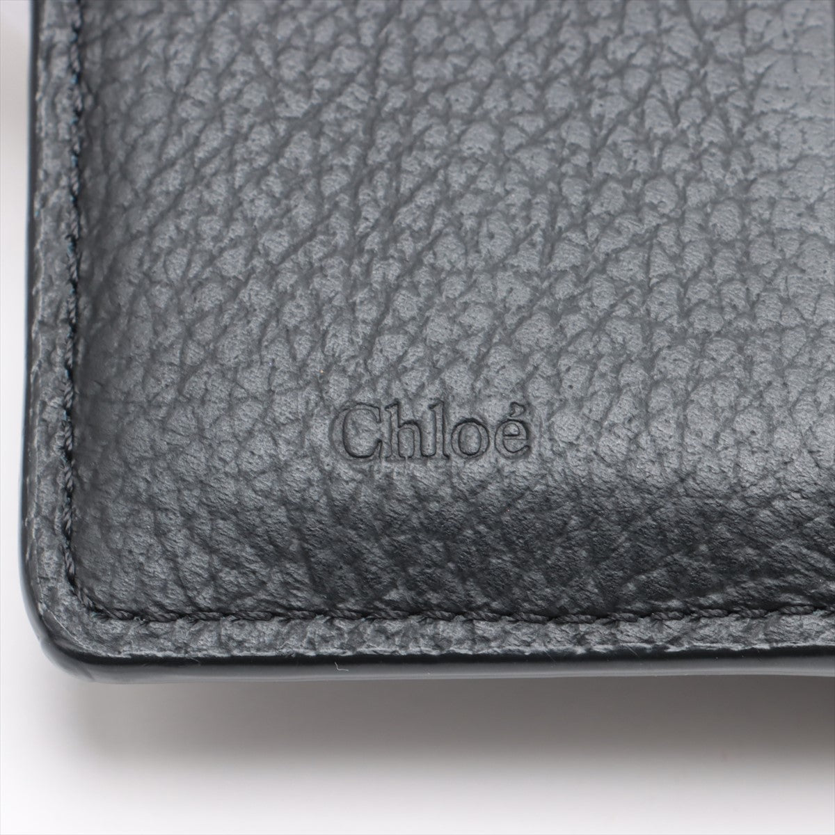 Chloe Alphabets Leather Compact Wallet Black