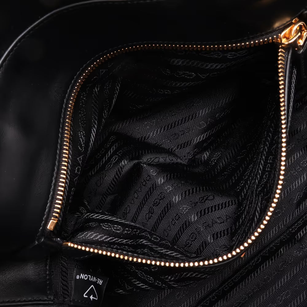 Prada Tessuto Nylon Leather Shoulder Bag Black