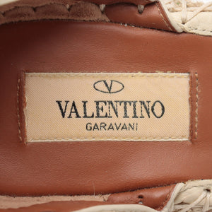 Premium Valentino Garavani Rockstud Espadrille Wedge Sandal Beige