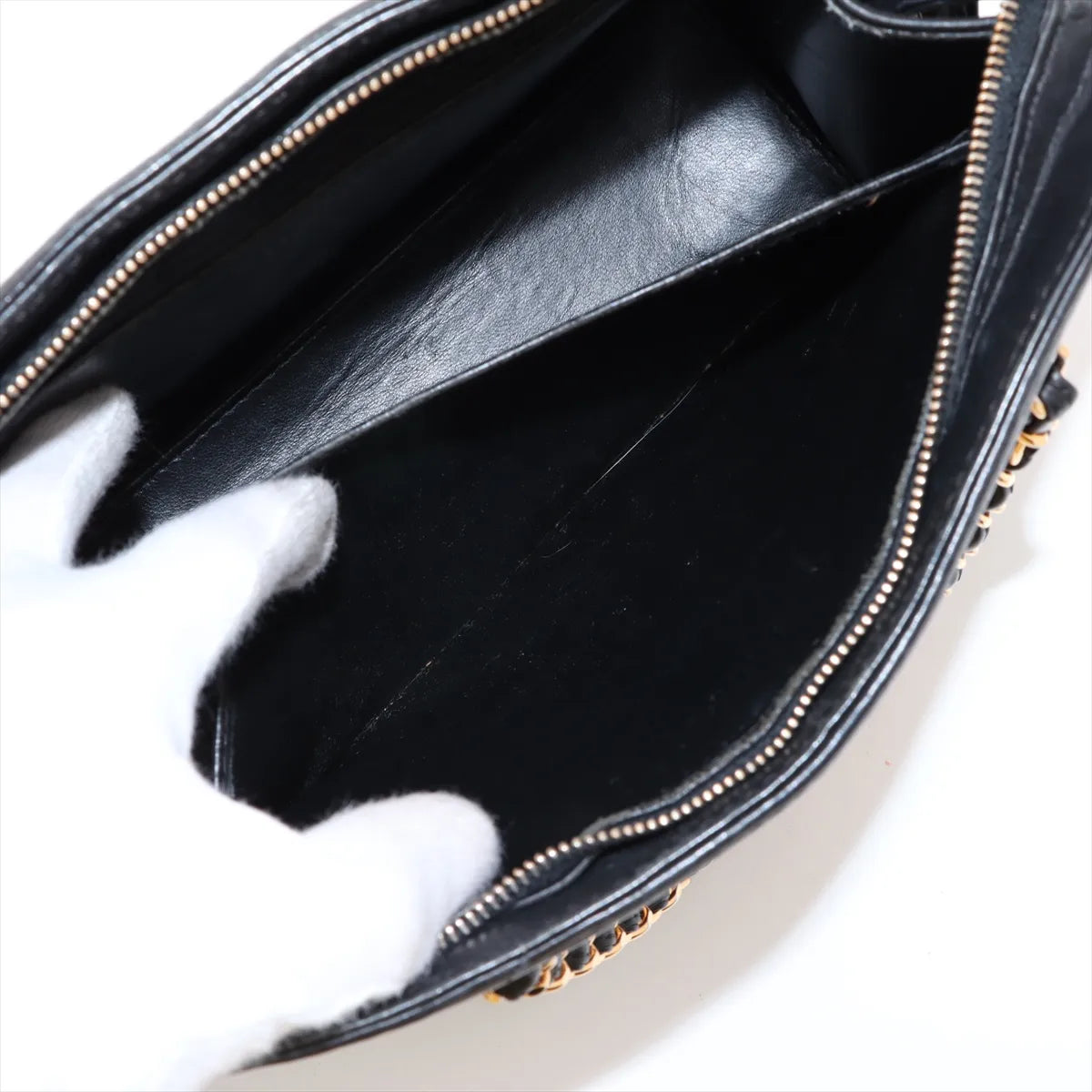 Chanel CC Logo Leather Chain Shoulder Bag Black