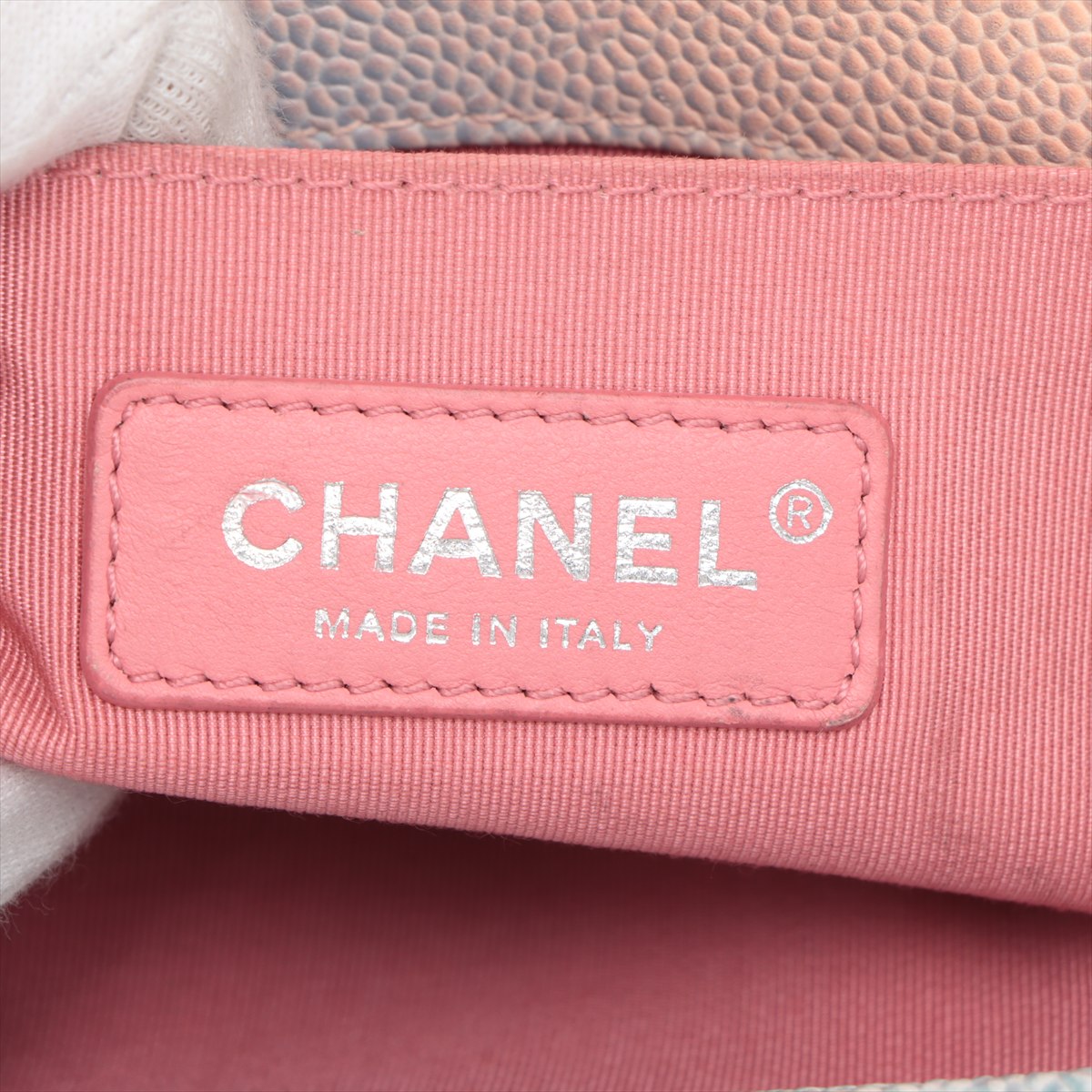 Chanel Boy 20 Small Caviar Skin Chain Shoulder Bag Pastel Rainbow