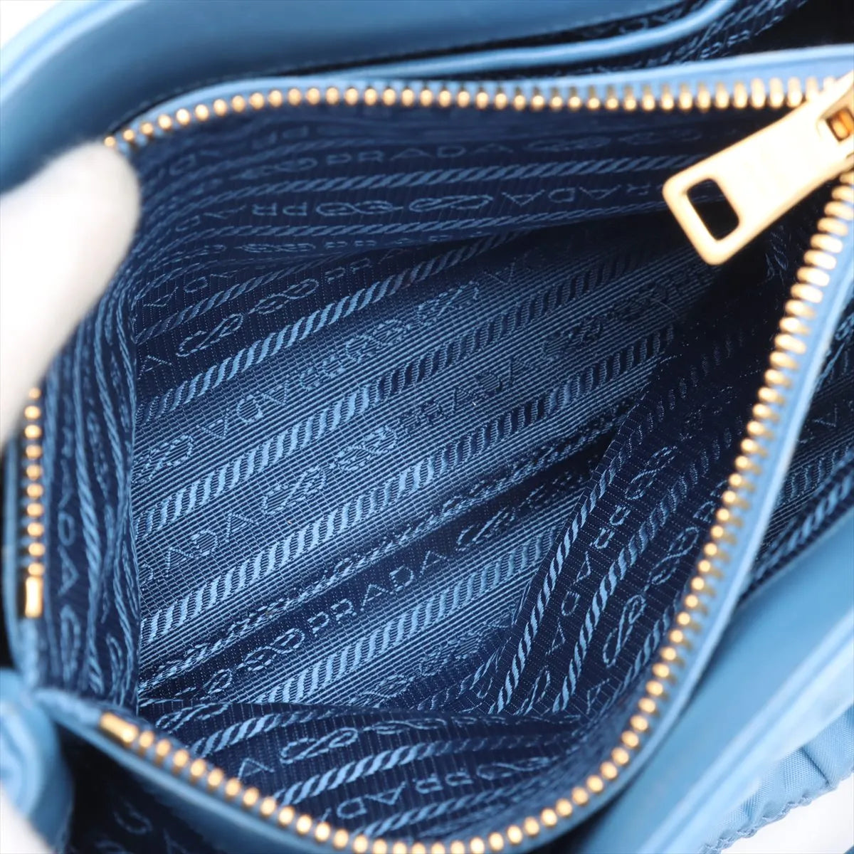 Prada Nappa Gaufre Nylon Leather Handbag Blue