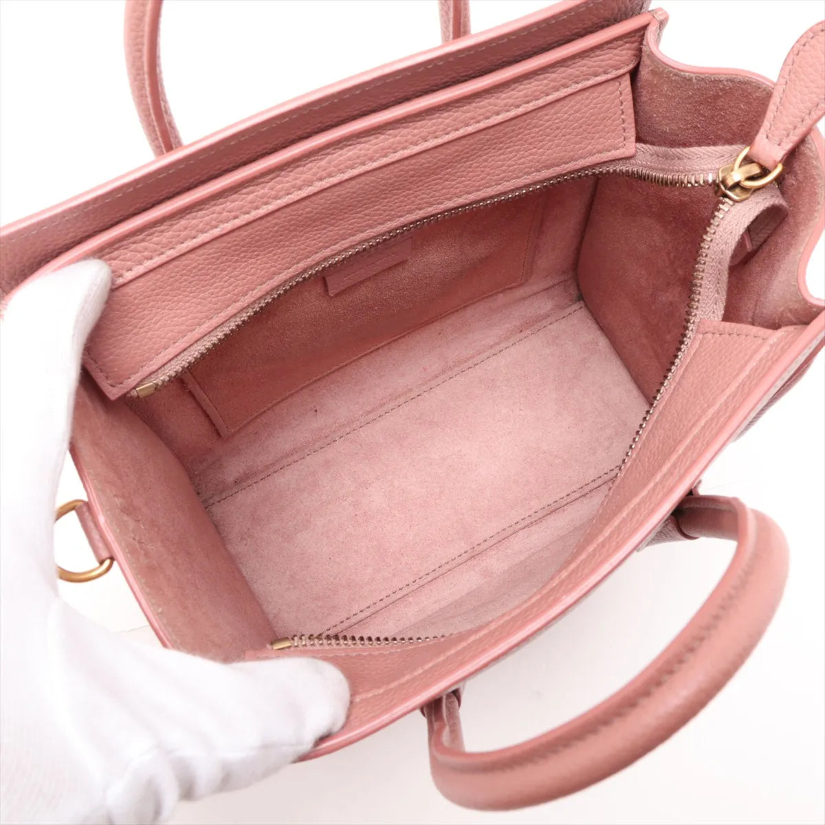 Celine Luggage Nano Shopper Leather Two-Way Handbag Pink
