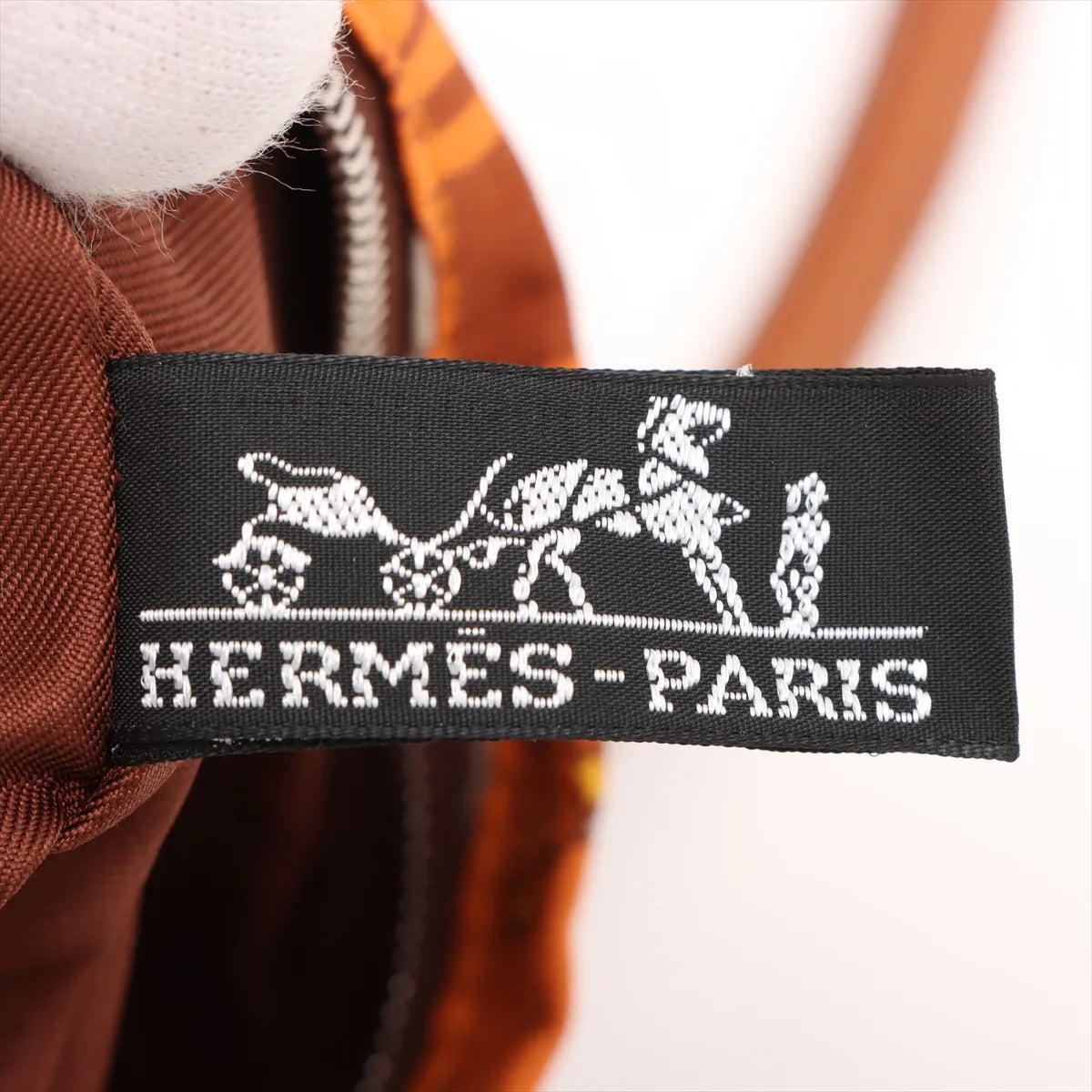 Hermes Silk Leather City PM Orange x Brown