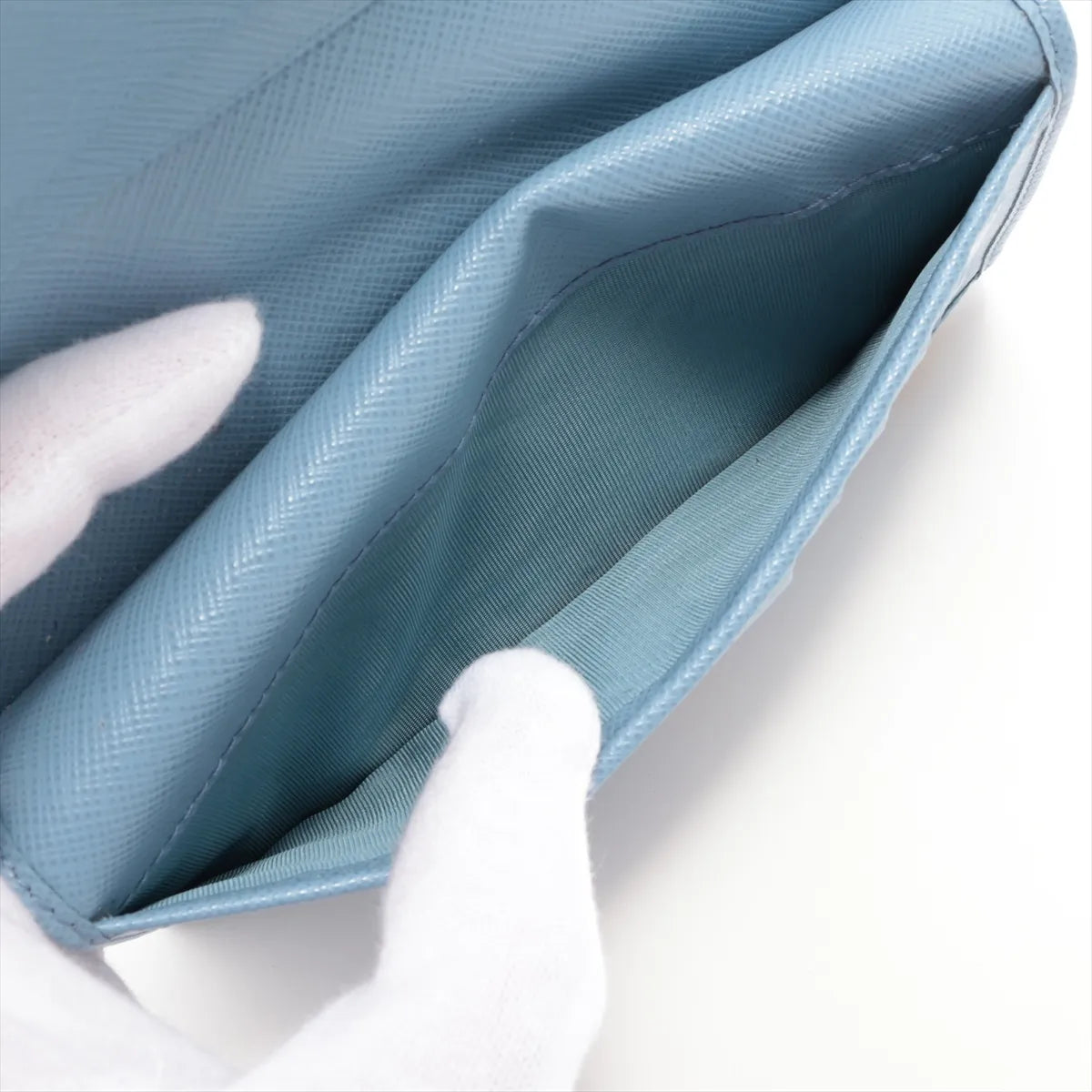 Prada Saffiano Leather Long Wallet Blue