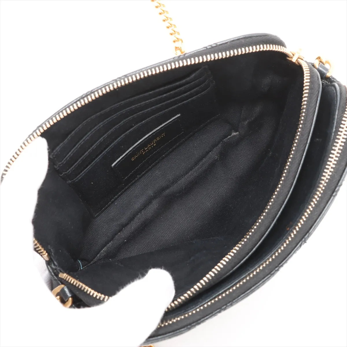 Saint Laurent Paris Becky Leather Chain Shoulder Bag Black