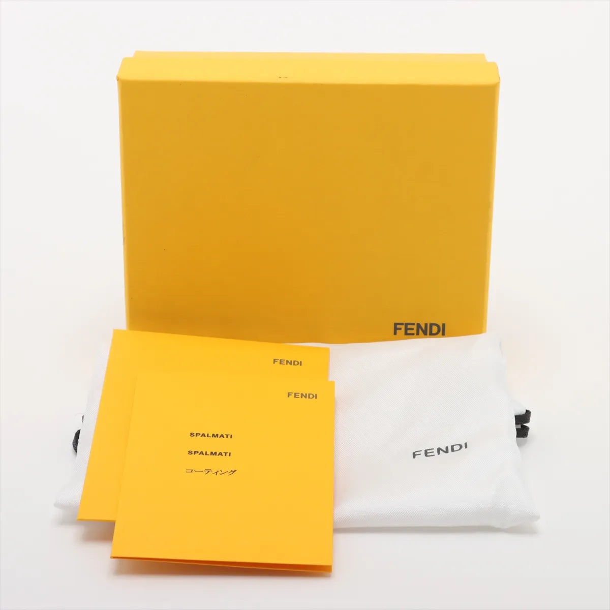 Fendi Zucchino Leather Trifold Compact Wallet Ivory