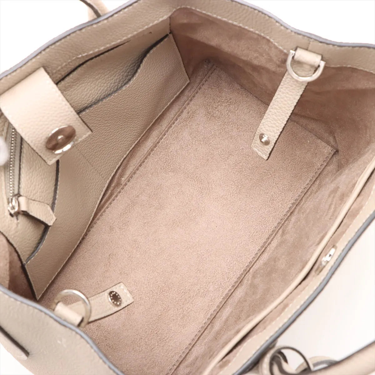 Bonaventura Mia Leather Two-Way Tote Bag Beige
