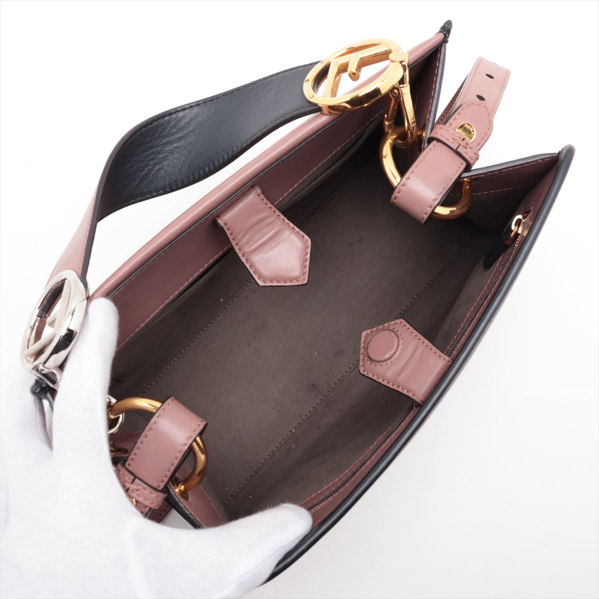 Fendi Runaway Leather Two-Way Handbag Pink