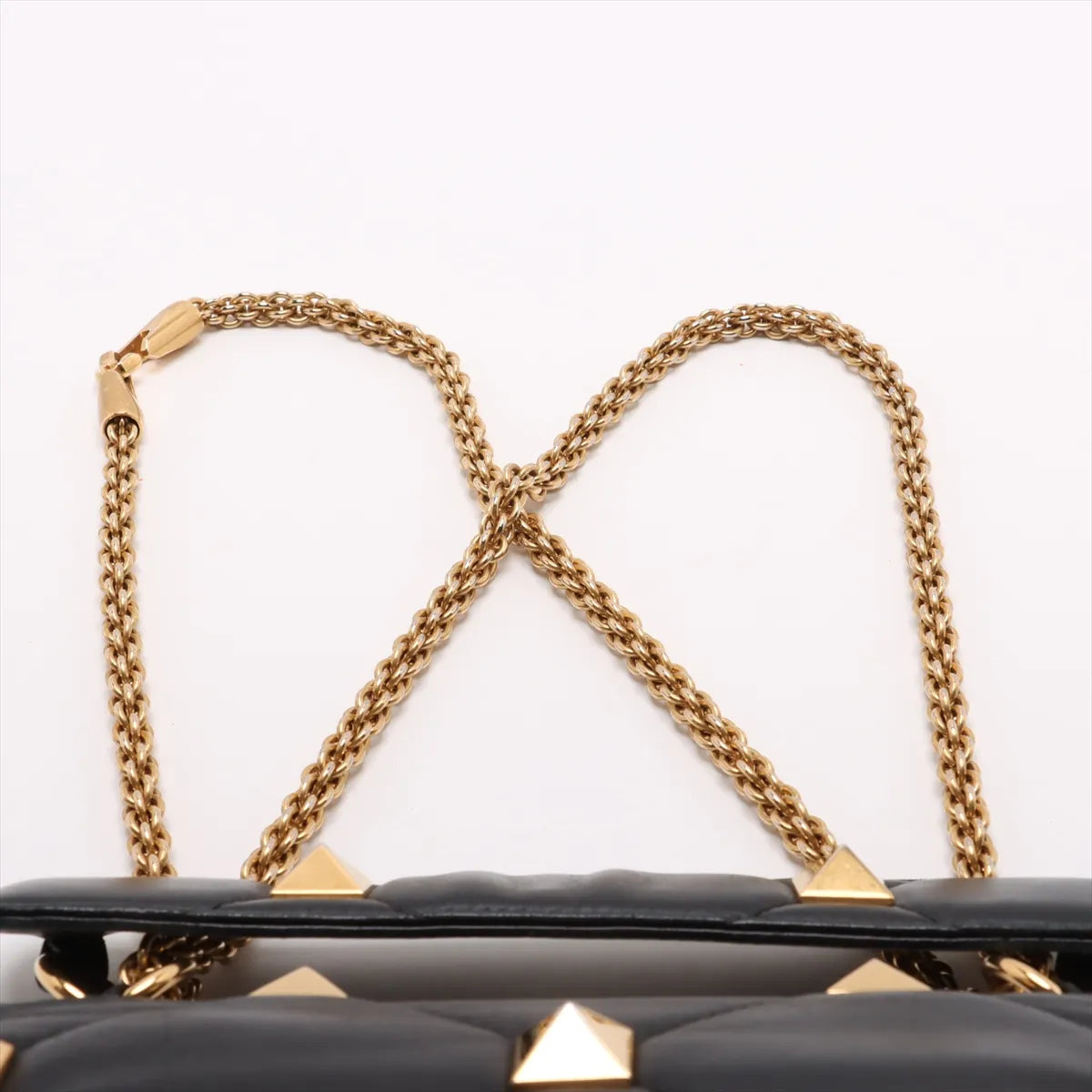 Valentino Garavani Roman Stud Leather Two-Way Chain Shoulder Bag Black