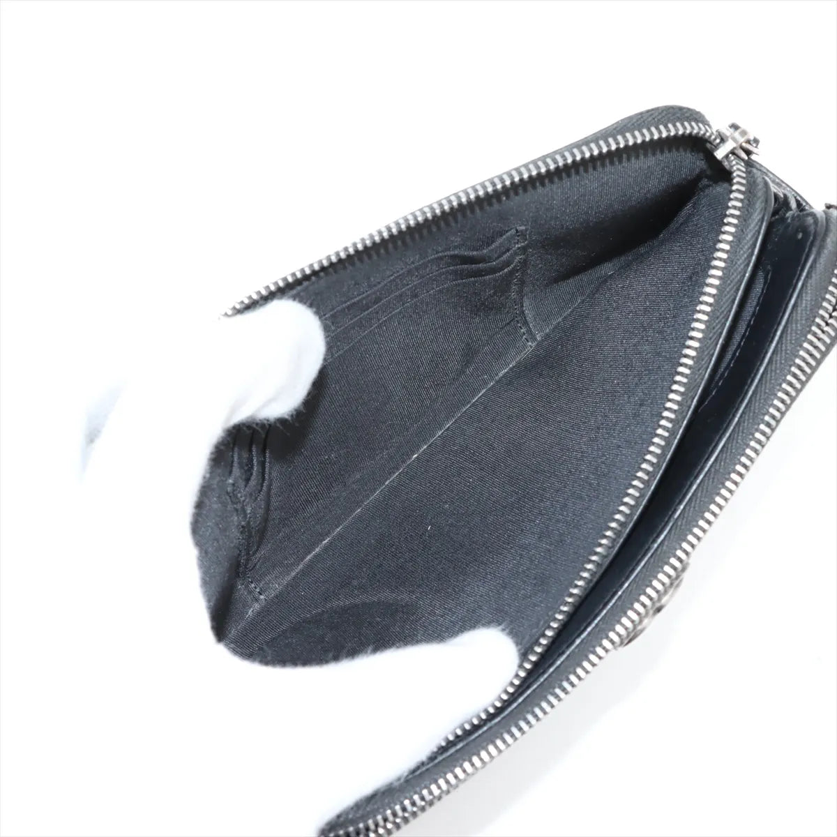 Chanel Boy CC Logo Caviar Skin Chain Zippy Two-Way Wallet Black