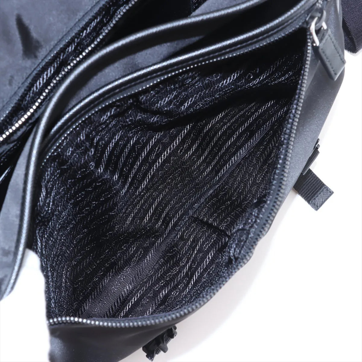 Prada Tessuto Nylon Leather Shoulder Bag Black