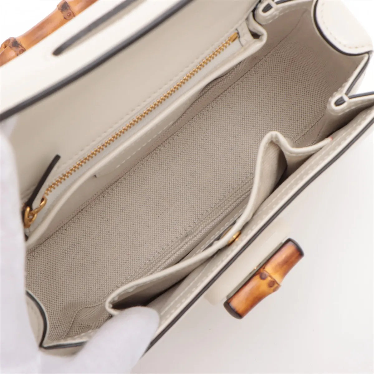 Gucci Bamboo Leather Two-Way Shoulder Bag White