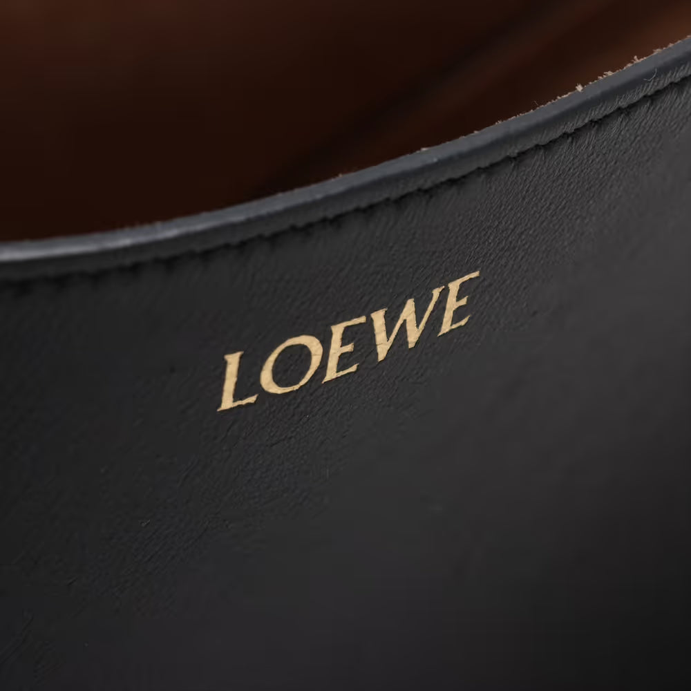 Loewe Puzzle Fold Medium Leather Tote Bag Black