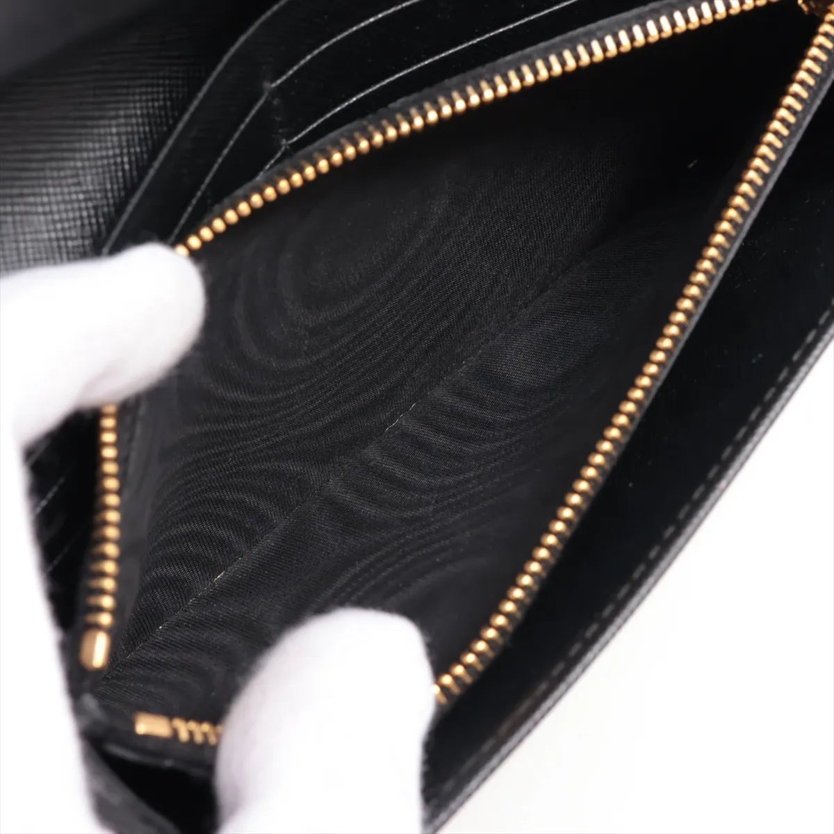 Prada Saffiano Leather Ribbon Long Wallet Black