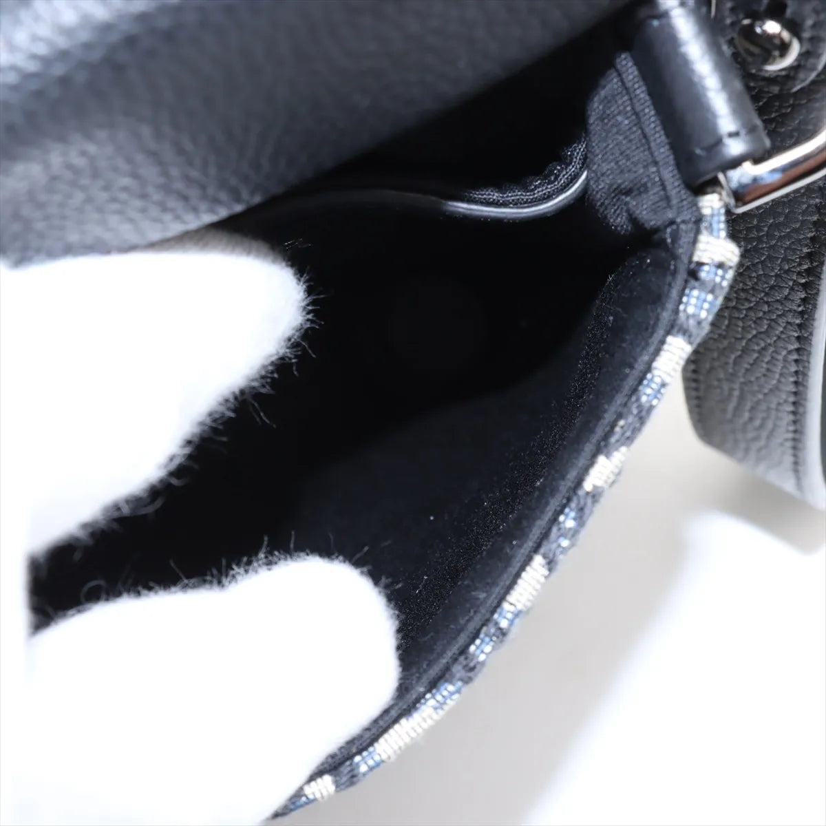 Dior Oblique Saddle Vertical Pouch Bag Navy Blue x Black