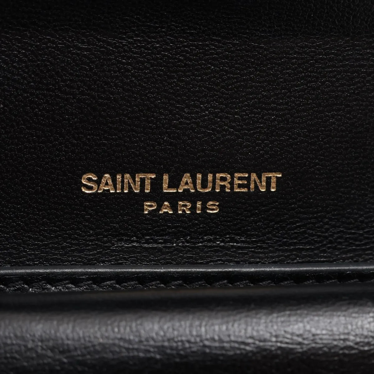 Saint Laurent V Stitch Leather Compact Wallet Black
