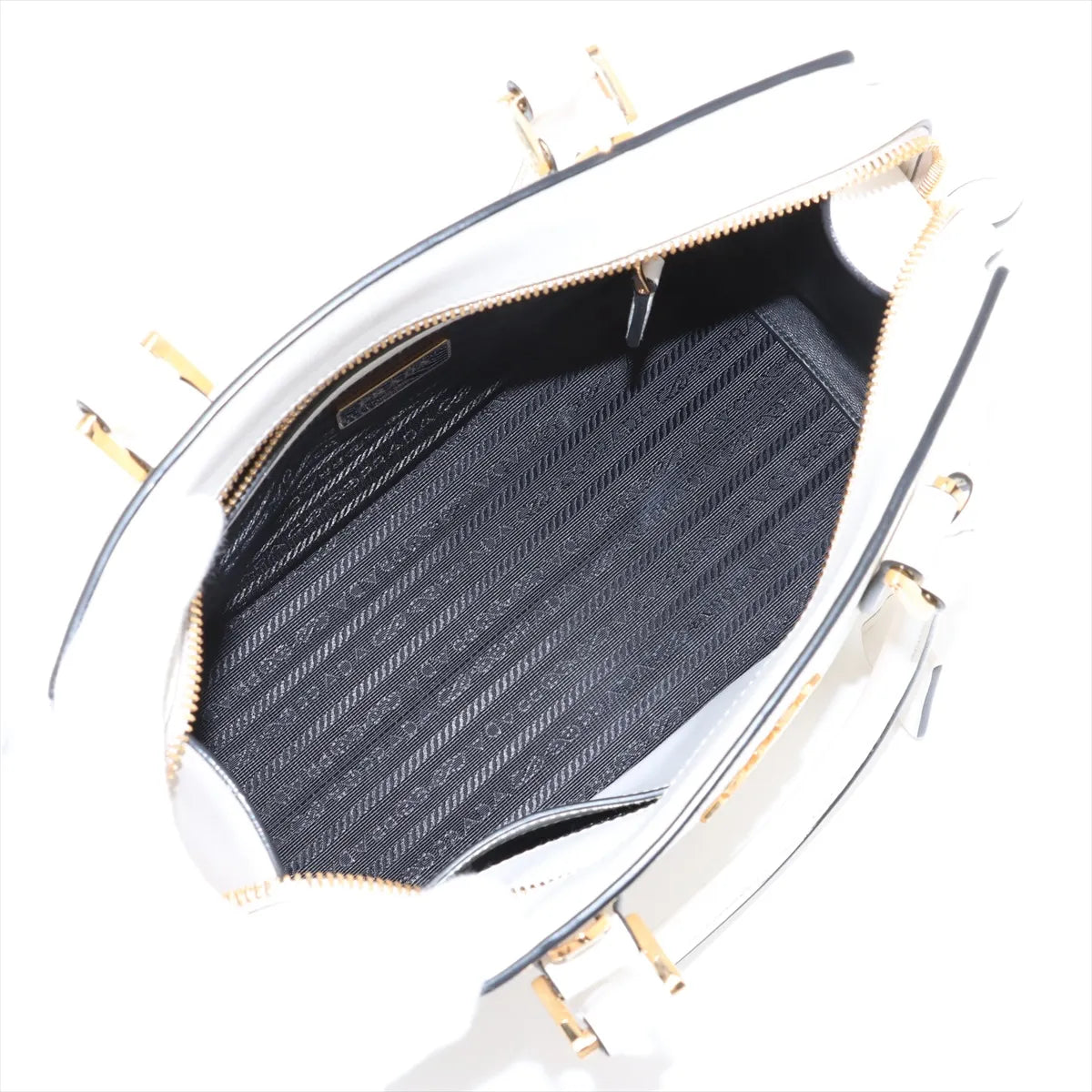 Prada Saffiano Leather Two-Way Handbag White