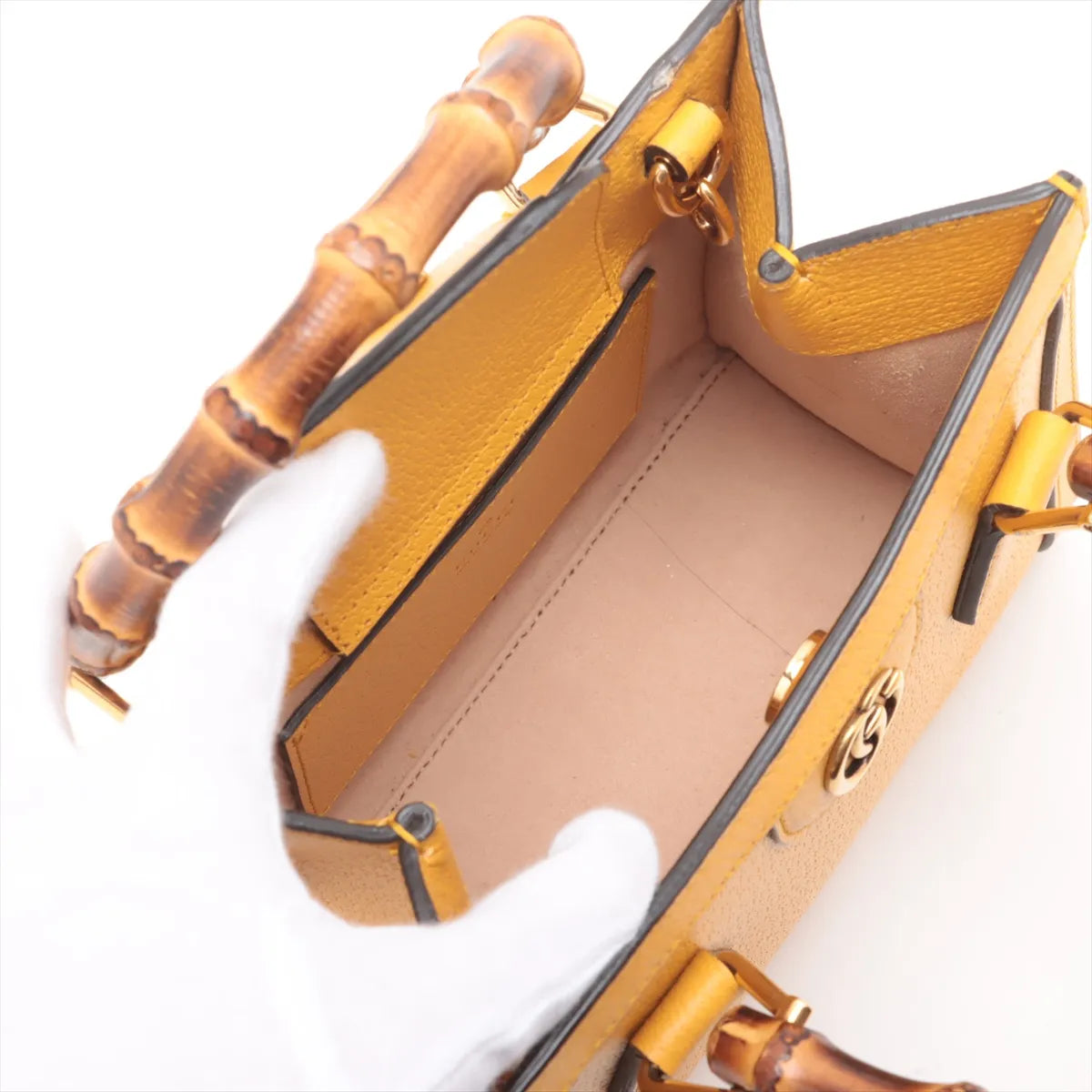 Gucci GG Logo Bamboo Diana Leather Small Tote Bag Yellow * PREORDER *