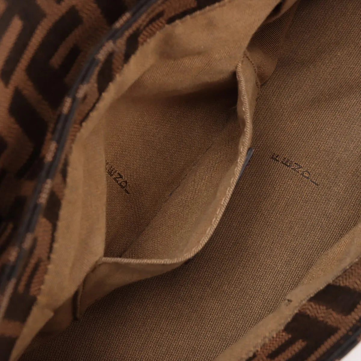 Fendi Zucca Canvas Leather Shoulder Bag Brown