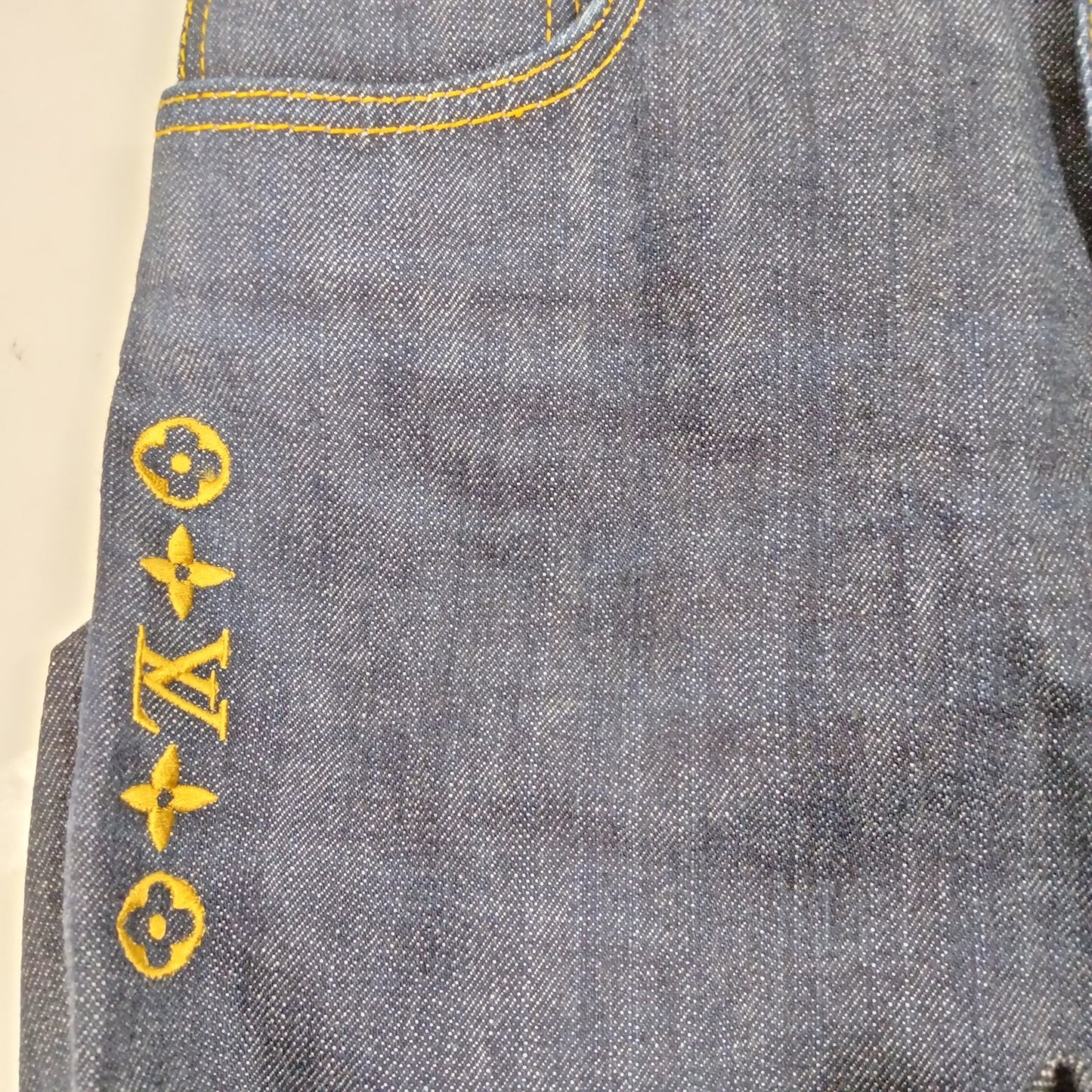 Louis Vuitton Monogram Ladies Cotton Denim Jeans Blue