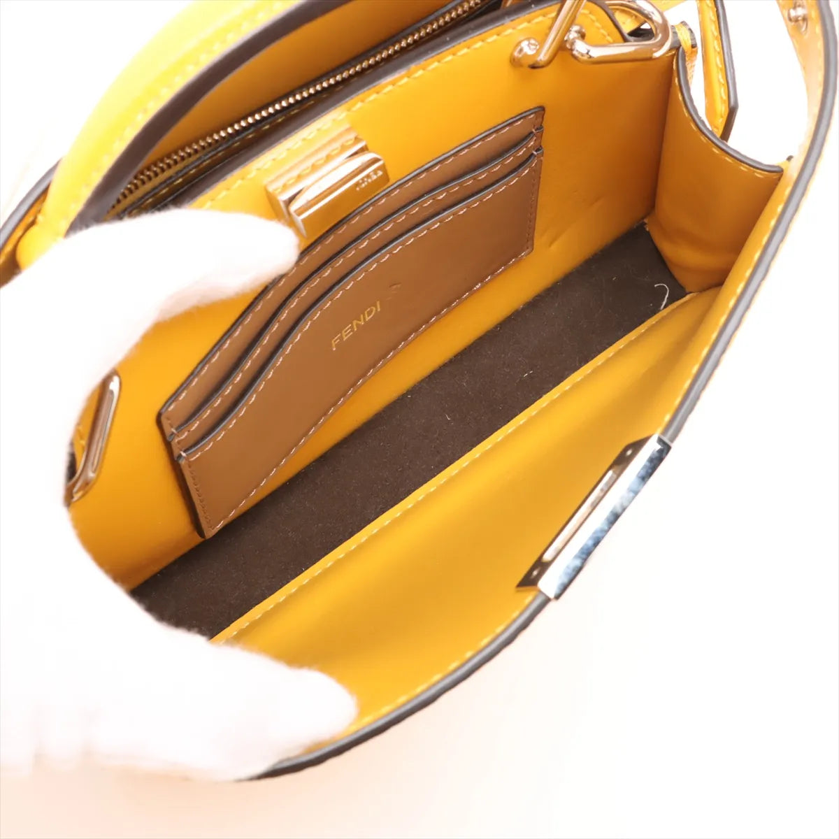Fendi Peekaboo ISeeU Leather Two-Way Handbag Yellow