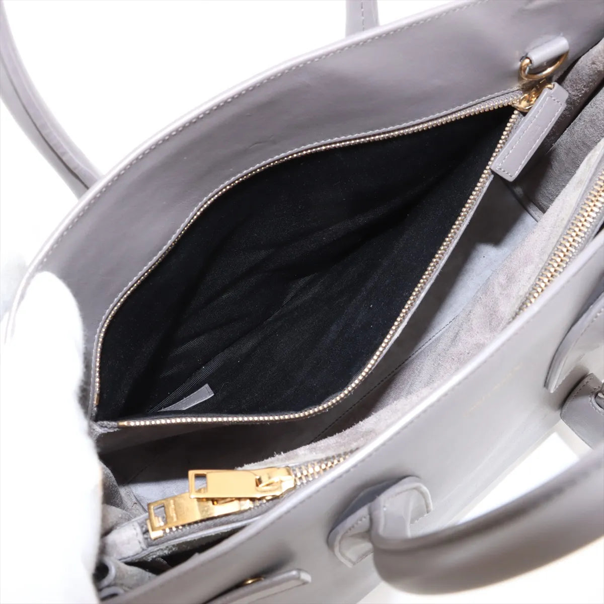 Saint Laurent Paris Sac de Jour Leather Two-Way Handbag Gray