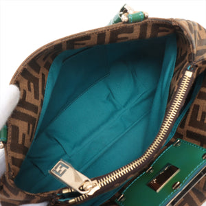 Quality Fendi Zucca Canvas Handbag Brown and Green