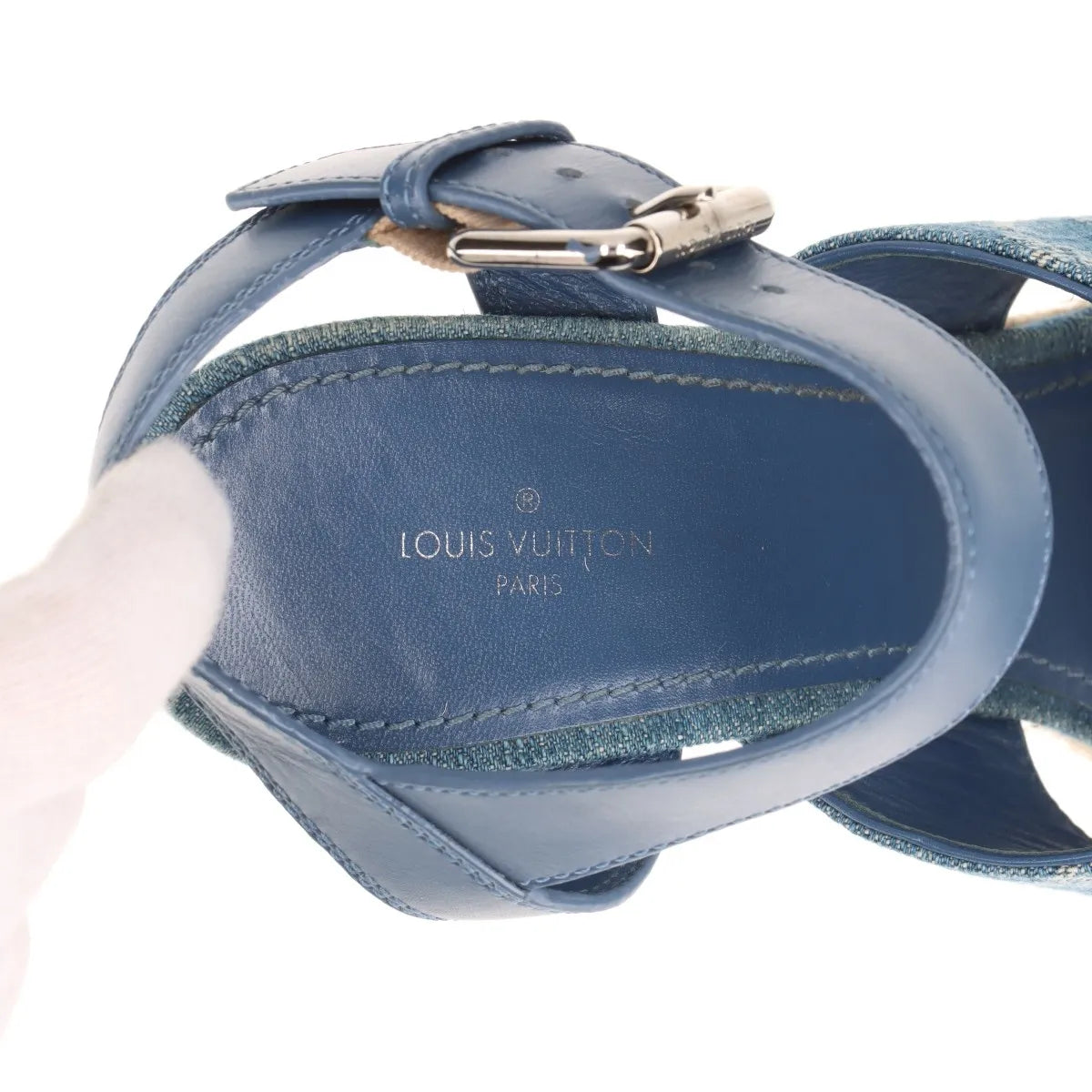 Louis Vuitton Monogram Starboard Denim Wedge Sandal Blue
