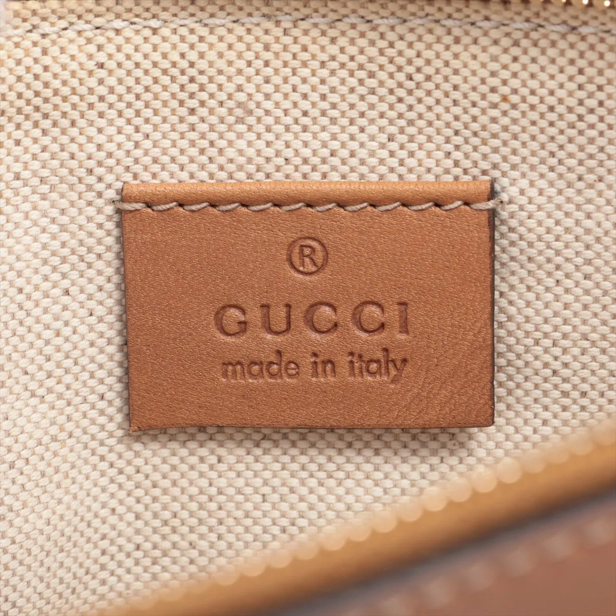 Gucci GG Canvas Leather Tote Bag in Beige Brown