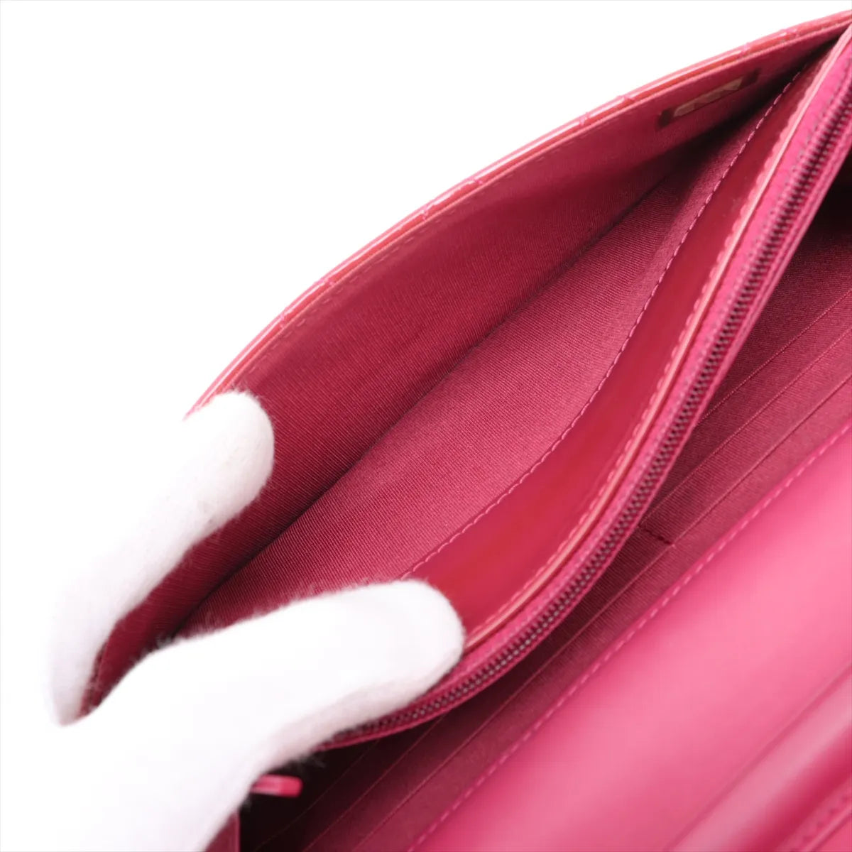 Chanel CC Logo Matelasse Patent Leather Chain Wallet Bag Pink