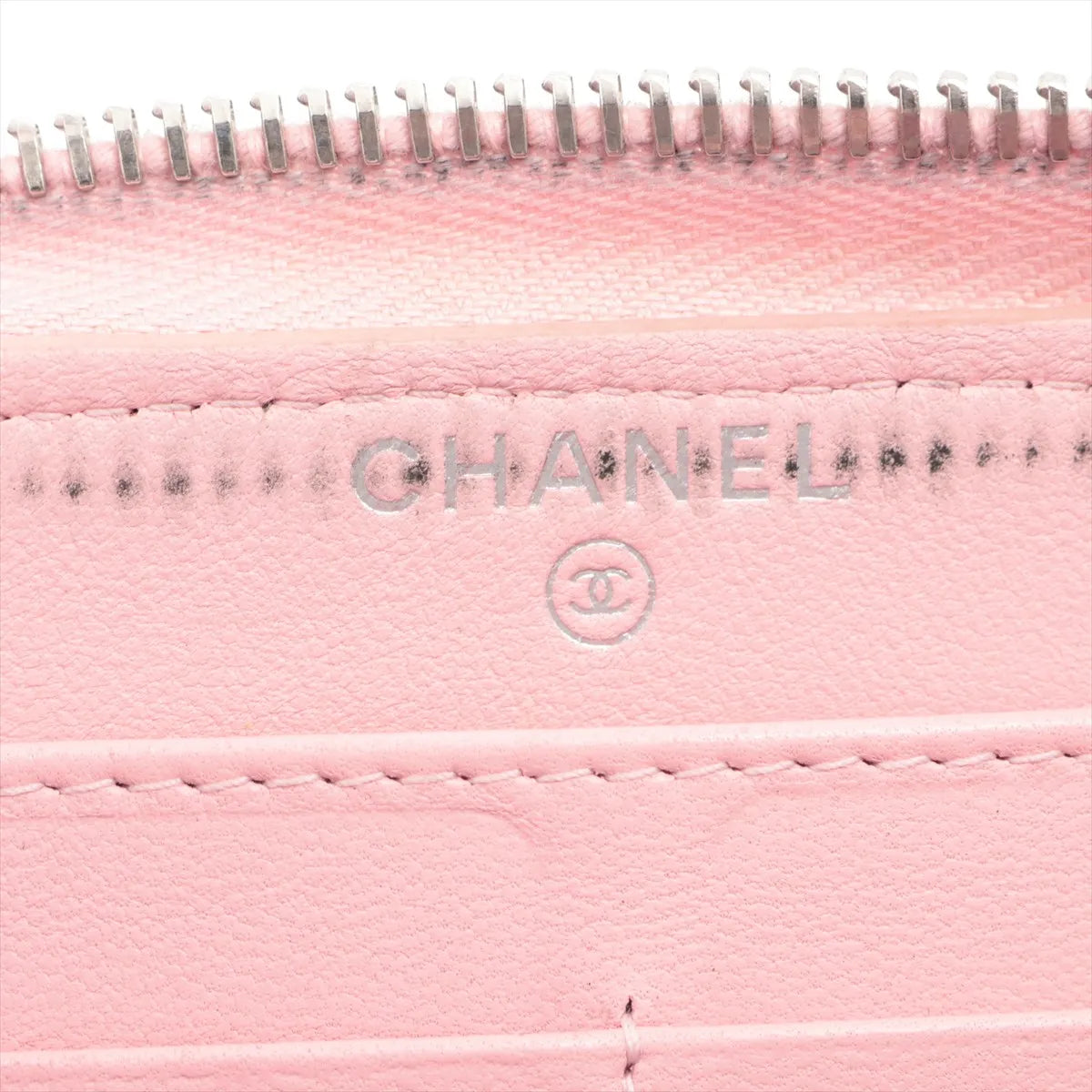 Chanel Wild Stitch Leather Zippy Long Wallet Pink