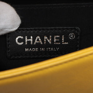 Preloved Chanel Boy Matelasse Lambskin Chain Shoulder Bag Yellow