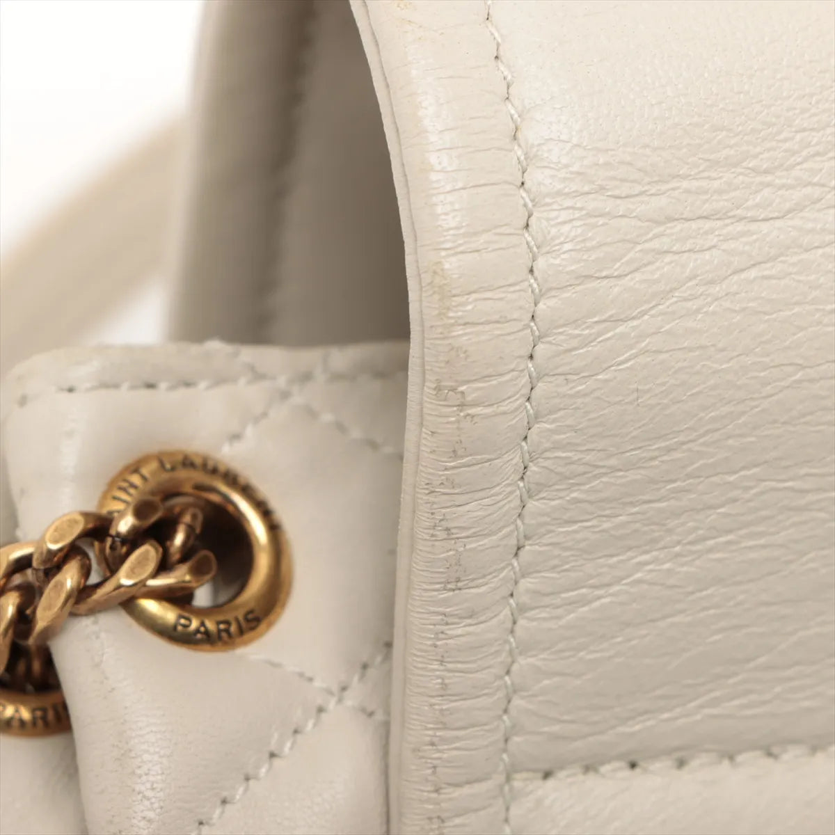 Saint Laurent Paris Mini Nolita Leather Chain Shoulder Bag White