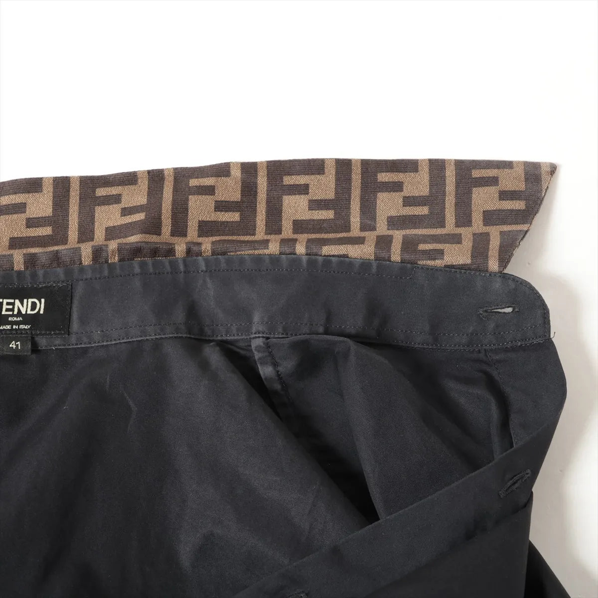 Fendi Zucca Cotton Button Down Long Sleeve Shirt Black