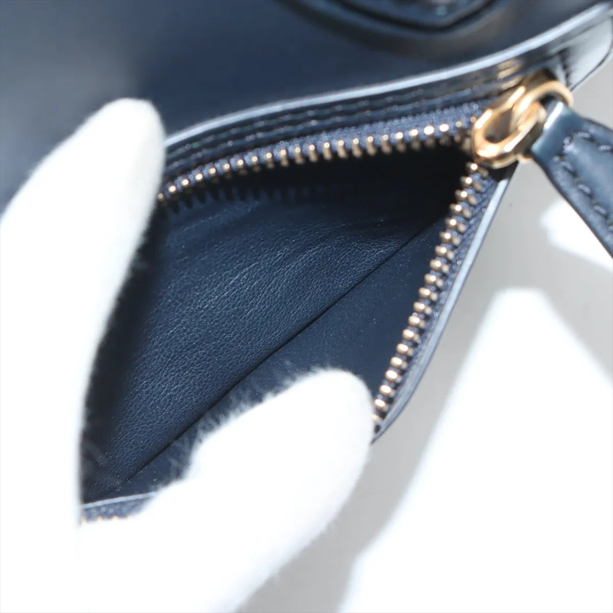 Celine Luggage Micro Shopper Leather Hand bag Navy Blue